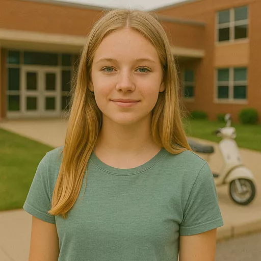 Leonie mit ihrem Moped und einer passgenauen Moped Abdeckung für ihre Vespa